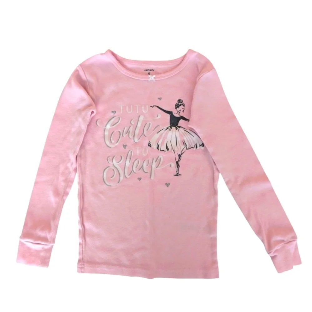 Carter's Girls Pink Ballerina Kids Pajamas COTTON Size 6